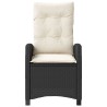 Chaise inclinable de jardin avec coussins noir résine tressée 