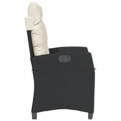 Chaise inclinable de jardin avec coussins noir résine tressée 