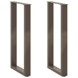 Pieds de table console en U, 2 pièces, acier naturel, 38 x (72-73) cm 