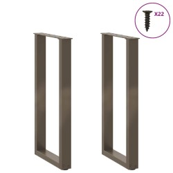 Pieds de table console en U, 2 pièces, acier naturel, 38 x (72-73) cm 