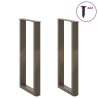 Pieds de table console en U, 2 pièces, acier naturel, 38 x (72-73) cm 
