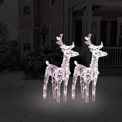 Rennes de Noël 2 pcs 80 LED Blanc chaud Acrylique 