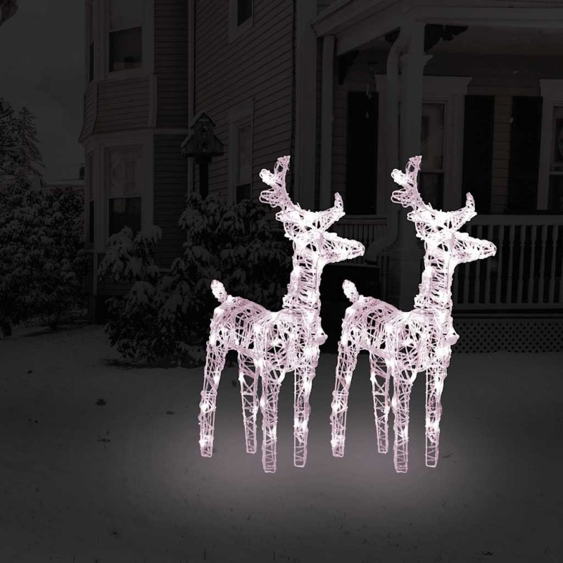 Rennes de Noël 2 pcs 80 LED Blanc chaud Acrylique 