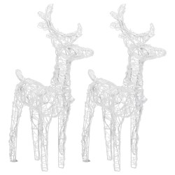 Rennes de Noël 2 pcs 80 LED Blanc chaud Acrylique 