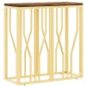 Table console doré acier inoxydable et bois massif récupération 