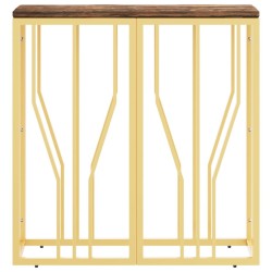 Table console doré acier inoxydable et bois massif récupération 