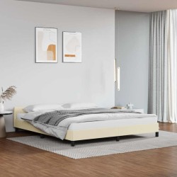 Cadre de lit avec tête de lit sans matelas crème 180x200 cm 