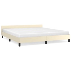 Cadre de lit avec tête de lit sans matelas crème 180x200 cm 