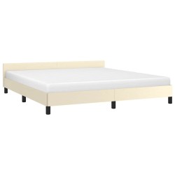 Cadre de lit avec tête de lit sans matelas crème 180x200 cm 