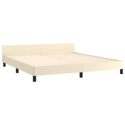 Cadre de lit avec tête de lit sans matelas crème 180x200 cm 