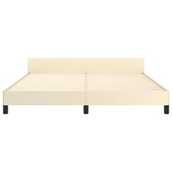 Cadre de lit avec tête de lit sans matelas crème 180x200 cm 