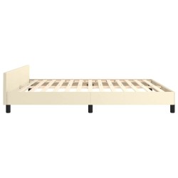 Cadre de lit avec tête de lit sans matelas crème 180x200 cm 