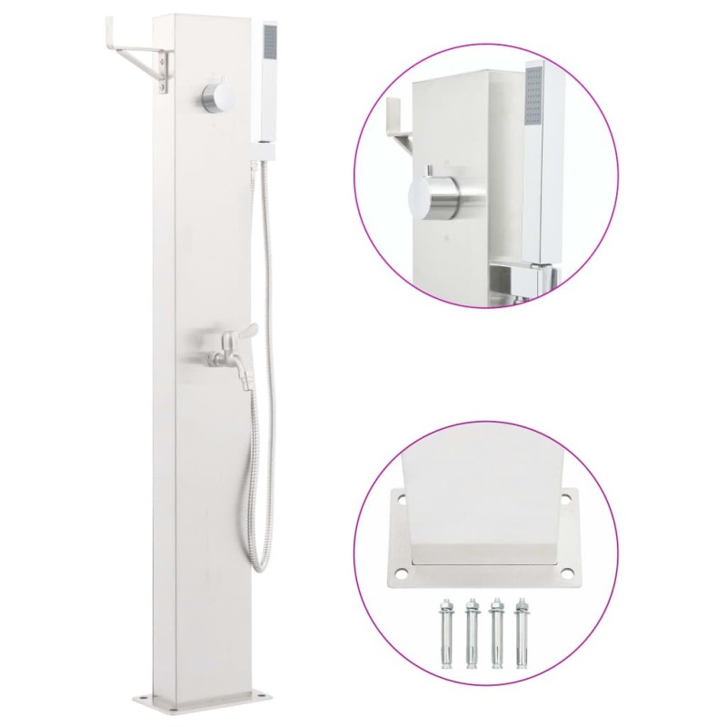 Robinet de douche de jardin 110 cm Acier inoxydable 