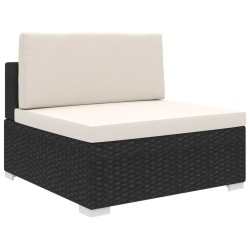 Siège central sectionnel 1 pc et coussins Résine tressée Noir 