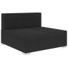 Siège central sectionnel 1 pc et coussins Résine tressée Noir 
