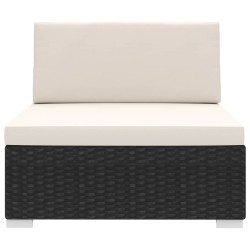 Siège central sectionnel 1 pc et coussins Résine tressée Noir 