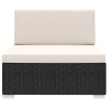 Siège central sectionnel 1 pc et coussins Résine tressée Noir 