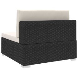 Siège central sectionnel 1 pc et coussins Résine tressée Noir 