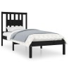Cadre de lit sans matelas noir bois massif 