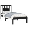 Cadre de lit sans matelas noir bois massif 