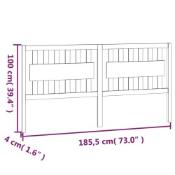 Tête de lit Gris 185,5x4x100 cm Bois massif de pin 