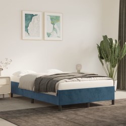 Cadre de lit sans matelas bleu foncé 120x190 cm velours 