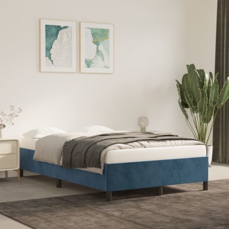Cadre de lit sans matelas bleu foncé 120x190 cm velours 