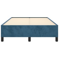 Cadre de lit sans matelas bleu foncé 120x190 cm velours 