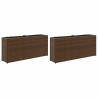 Jardinières avec 2 pots 2 pcs marron 90x20x40 cm résine tressée 