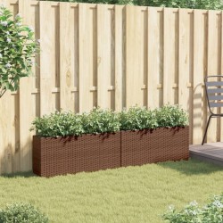 Jardinières avec 2 pots 2 pcs marron 90x20x40 cm résine tressée 