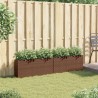 Jardinières avec 2 pots 2 pcs marron 90x20x40 cm résine tressée 