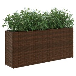 Jardinières avec 2 pots 2 pcs marron 90x20x40 cm résine tressée 