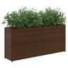 Jardinières avec 2 pots 2 pcs marron 90x20x40 cm résine tressée 