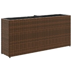 Jardinières avec 2 pots 2 pcs marron 90x20x40 cm résine tressée 