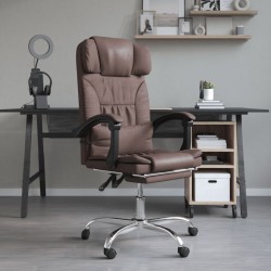 Fauteuil de massage inclinable de bureau Marron Similicuir 