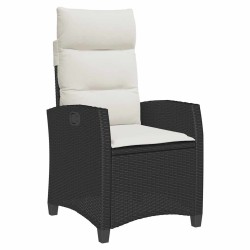 Chaise de jardin inclinable avec table d'appoint noir polyrotin 