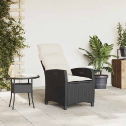 Chaise de jardin inclinable avec table d'appoint noir polyrotin 