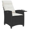 Chaise de jardin inclinable avec table d'appoint noir polyrotin 