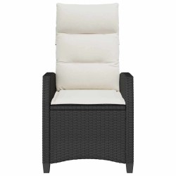 Chaise de jardin inclinable avec table d'appoint noir polyrotin 