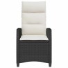 Chaise de jardin inclinable avec table d'appoint noir polyrotin 