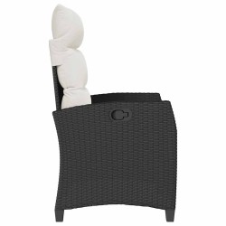 Chaise de jardin inclinable avec table d'appoint noir polyrotin 