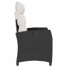 Chaise de jardin inclinable avec table d'appoint noir polyrotin 