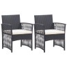 Fauteuils de jardin avec coussins lot de 2 Noir Résine tressée 