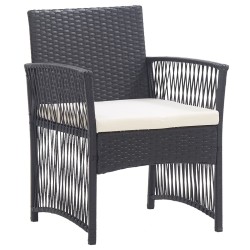 Fauteuils de jardin avec coussins lot de 2 Noir Résine tressée 
