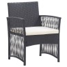 Fauteuils de jardin avec coussins lot de 2 Noir Résine tressée 