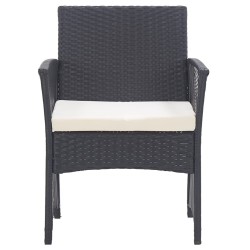Fauteuils de jardin avec coussins lot de 2 Noir Résine tressée 