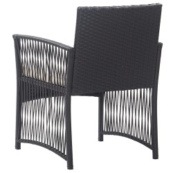 Fauteuils de jardin avec coussins lot de 2 Noir Résine tressée 