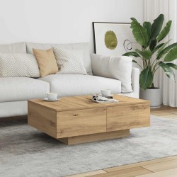 Table basse chêne artisanal 90x60x31 cm bois d'ingénierie 