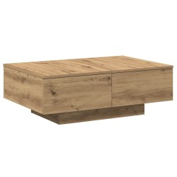 Table basse chêne artisanal 90x60x31 cm bois d'ingénierie 