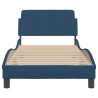 Cadre de lit avec tête de lit sans matelas bleu 90x190 cm tissu 
